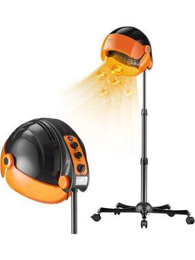 Ionic Hooded Hair Dryer with Adjustable Speed & Temperature, 1875W, Timer for